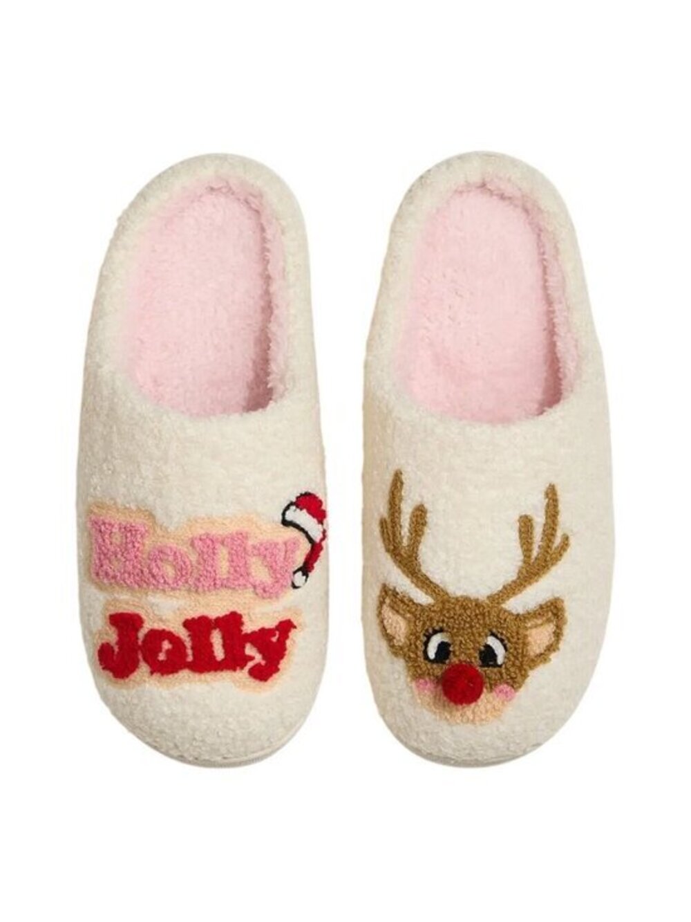 2/$30 Holly Jolly Reindeer Size 10-11 Fuzzy Christmas Slippers